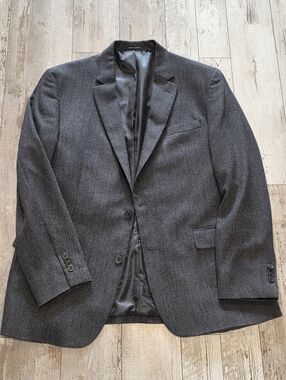 46L Men's Kenneth Cole Awearness Blazer Hazy Gray Slim Fit Wool Blend Sport Coat